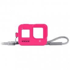Силиконовый чехол с ремешком GoPro Sleeve + Lanyard HERO8 Neon Pink (AJSST-007)