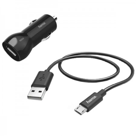 Автомобильное зарядное устройство Hama 2.4A microUSB Black (00183246)