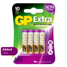 Батарея GP Extra Alkaline AAA (LR03), 4 шт. (24AX-CR4)