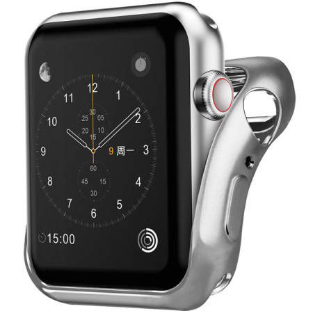 Бампер для Apple Watch InterStep 44mm Спортивный, силикон, серебро