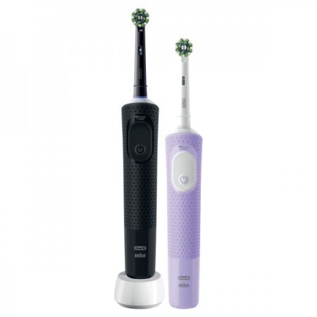 Набор электрических зубных щеток Oral-B Vitality Pro 2 щетки, черная и лиловая