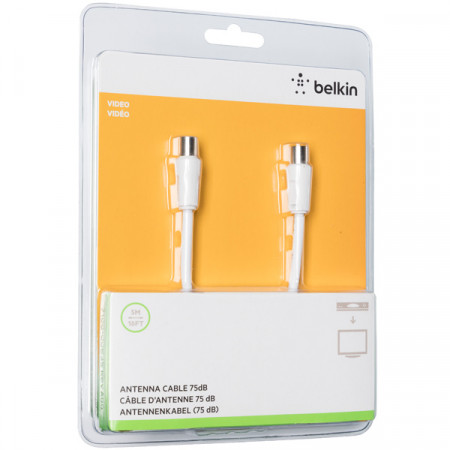 Кабель телевизионный Belkin TV коакс. папа/мама 5м белый (F3Y054bf5MWHT-P)