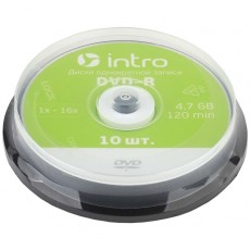 DVD-R диск Intro 16X 4,7GB Cakebox 10 (UL130273A1L)