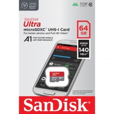 Карта памяти MicroSD SanDisk Ultra UHS I 64GB