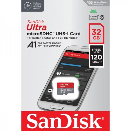 Карта памяти MicroSD SanDisk Ultra 32GB UHS-I (SDSQUA4-032G-GN6MN)