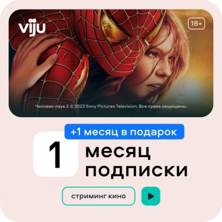 Онлайн-кинотеатр viju 1+1 месяц в подарок