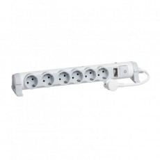 Сетевой фильтр Legrand Safe control 6X2К+З 3 м бело-серый (694647)