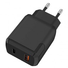 Сетевое зарядное устройство TFN x2 USB+Type C QC+PD 18W черный